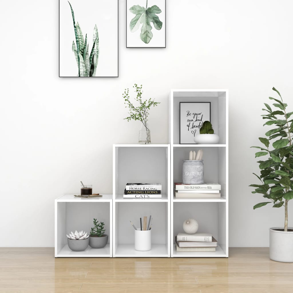 Meuble TV Moderne Design Effet Chêne Sonoma - 3 Pièces-Mon Meuble TV-Blanc-14