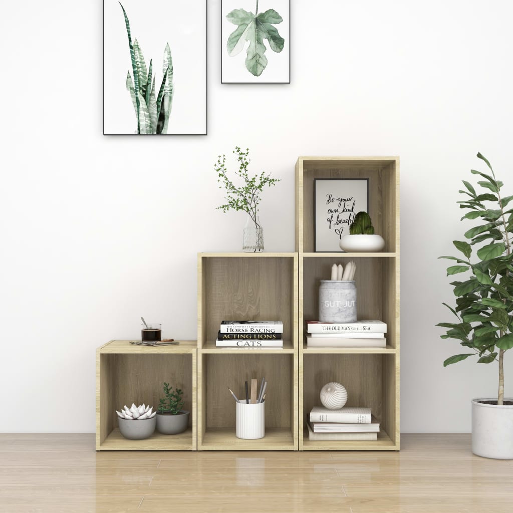 Meuble TV Moderne Design Effet Chêne Sonoma - 3 Pièces-Mon Meuble TV-Chêne sonoma-2