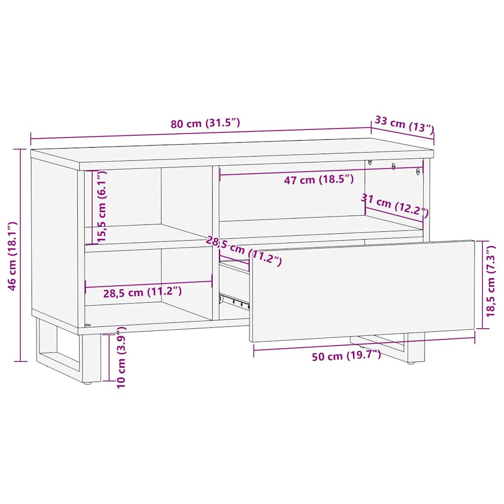 Meuble TV Moderne Effet Bois Noyer - 80 cm-Mon Meuble TV-Noyer-9