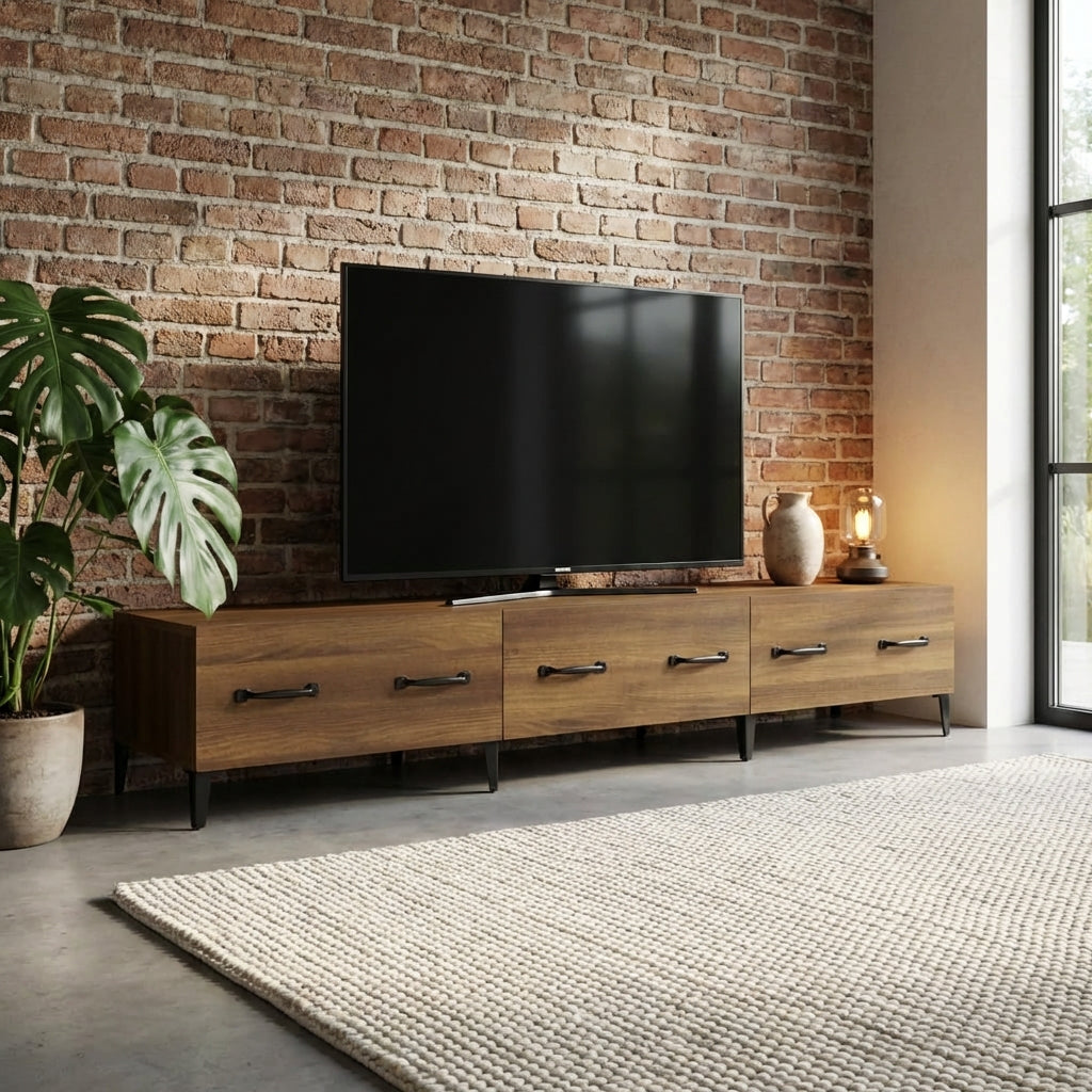 meuble-tv-moderne-effet-chene-marron-150-cm-decor