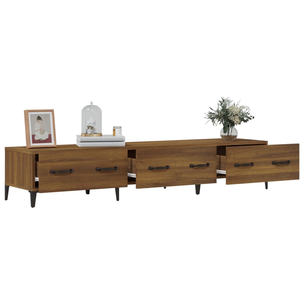 Meuble TV Moderne Effet Chêne Marron - 150 cm-Mon Meuble TV-Gris béton-1-5