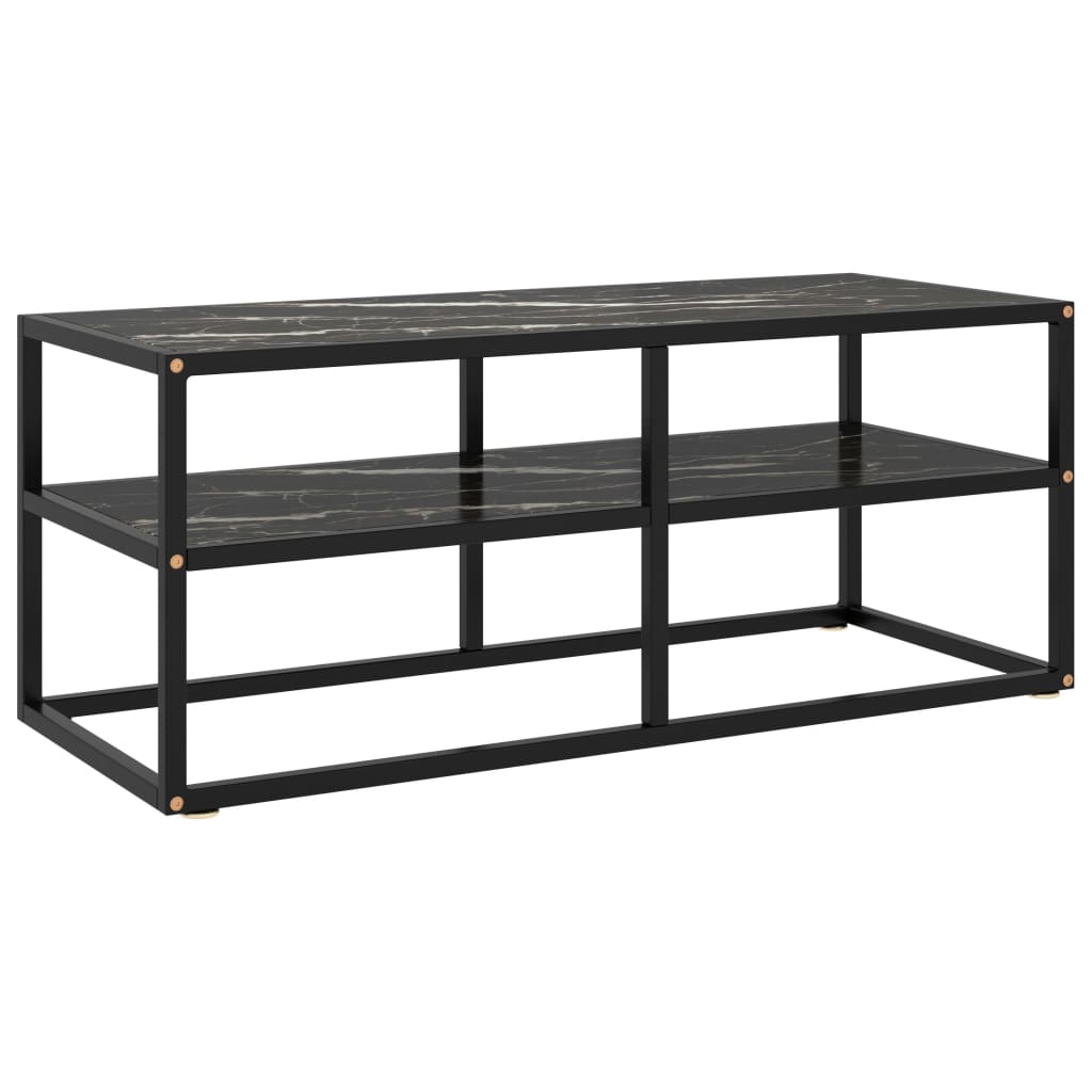 Meuble TV Moderne Effet Marbre et Métal Noir - 100 cm-Mon Meuble TV-marbre et noir-100 cm-9