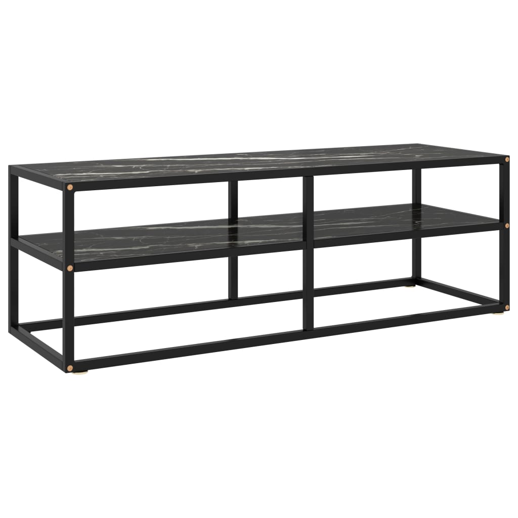 Meuble TV Moderne Effet Marbre et Métal Noir - 100 cm-Mon Meuble TV-marbre et noir-120 cm-10