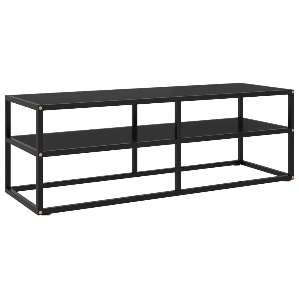 Meuble TV Moderne Effet Marbre et Métal Noir - 100 cm-Mon Meuble TV-Noir-120 cm-7