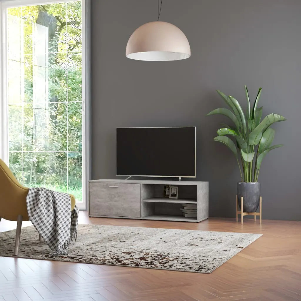 Meuble TV Moderne Effet Vieux Bois - 120 cm-Mon Meuble TV-Gris béton-20