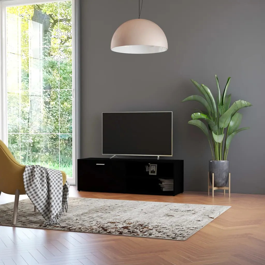 Meuble TV Moderne Effet Vieux Bois - 120 cm-Mon Meuble TV-Noir-17