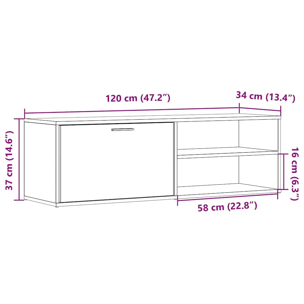 Meuble TV Moderne Effet Vieux Bois - 120 cm-Mon Meuble TV-Vieux bois-11