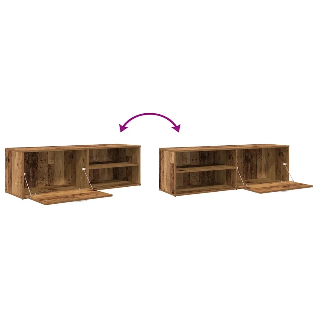 Meuble TV Moderne Effet Vieux Bois - 120 cm-Mon Meuble TV-Vieux bois-8