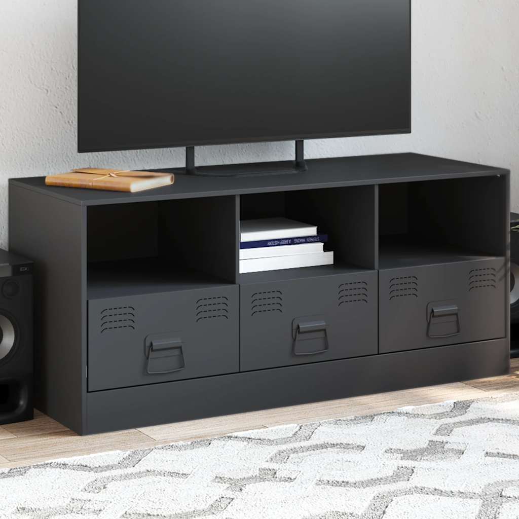 Meuble TV Moderne en Acier Blanc - 99 cm-Mon Meuble TV-Anthracite-1-15
