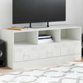Meuble TV Moderne en Acier Blanc - 99 cm-Mon Meuble TV-Blanc-1-1