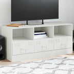 Meuble TV Moderne en Acier Blanc - 99 cm-Mon Meuble TV-Blanc-1-1