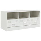 Meuble TV Moderne en Acier Blanc - 99 cm-Mon Meuble TV-Blanc-1-2