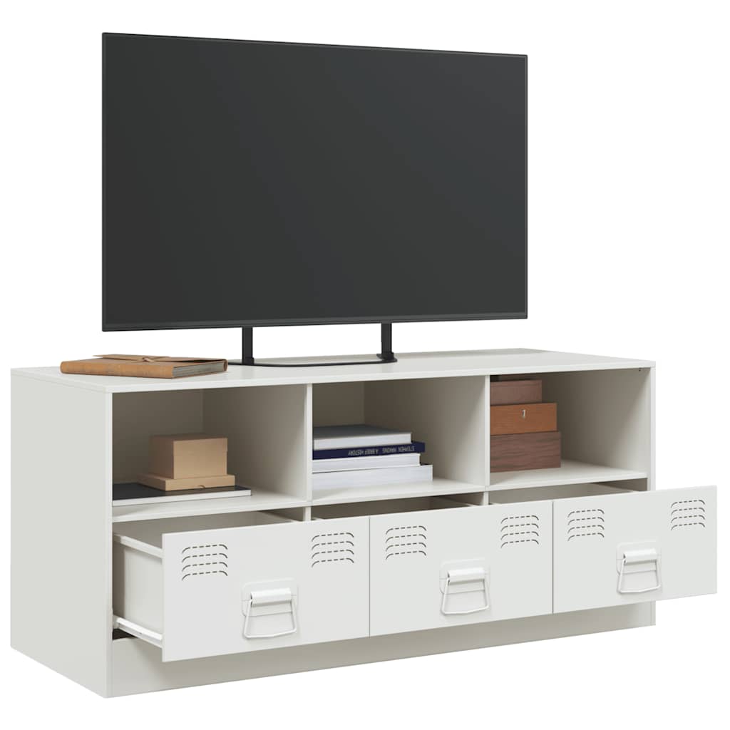 Meuble TV Moderne en Acier Blanc - 99 cm-Mon Meuble TV-Blanc-1-5