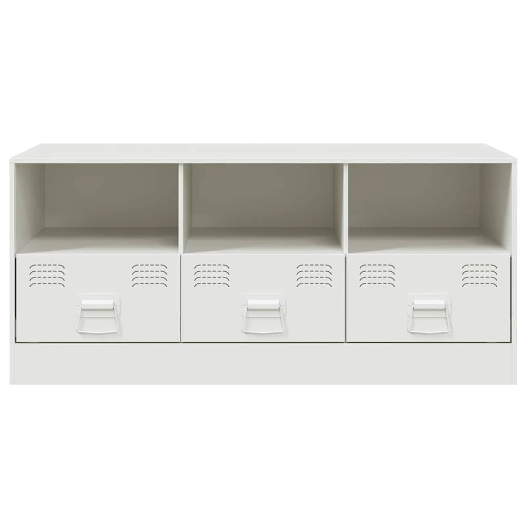 Meuble TV Moderne en Acier Blanc - 99 cm-Mon Meuble TV-Blanc-1-6