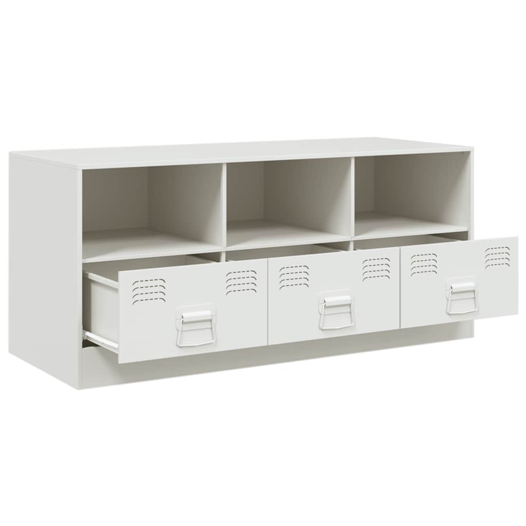 Meuble TV Moderne en Acier Blanc - 99 cm-Mon Meuble TV-Blanc-1-7