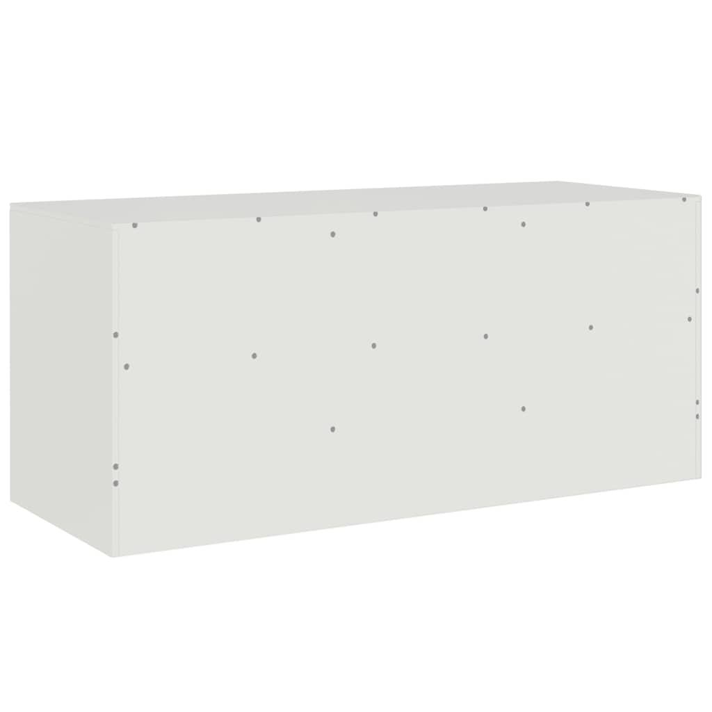 Meuble TV Moderne en Acier Blanc - 99 cm-Mon Meuble TV-Blanc-1-9