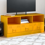 Meuble TV Moderne en Acier Blanc - 99 cm-Mon Meuble TV-jaune moutarde-1-14