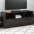 Meuble TV Moderne en Acier Blanc - 99 cm-Mon Meuble TV-Noir-1-13