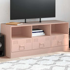 Meuble TV Moderne en Acier Blanc - 99 cm-Mon Meuble TV-Rose-1-16