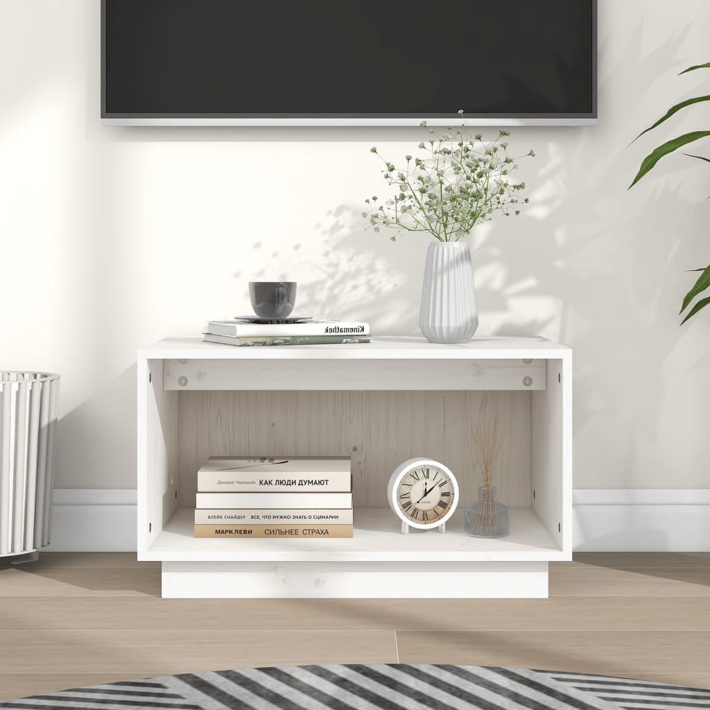 Meuble TV Moderne en Bois Massif Gris - 60 cm-Mon Meuble TV-Blanc-10