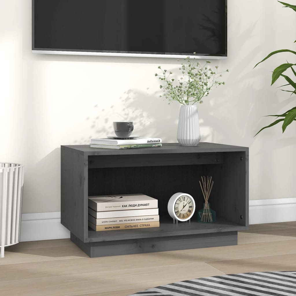 Meuble TV Moderne en Bois Massif Gris - 60 cm-Mon Meuble TV-Gris-6