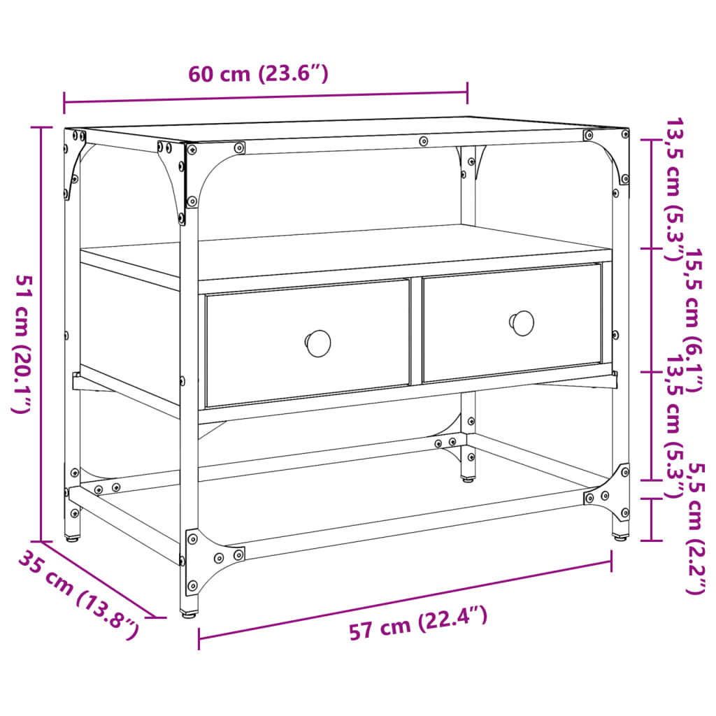 Meuble TV Moderne en Verre et Effet Chêne - 60 cm-Mon Meuble TV-Chêne fumé-80 cm-1-10