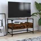 Meuble TV Moderne en Verre et Effet Chêne - 60 cm-Mon Meuble TV-Chêne fumé-80 cm-1-20