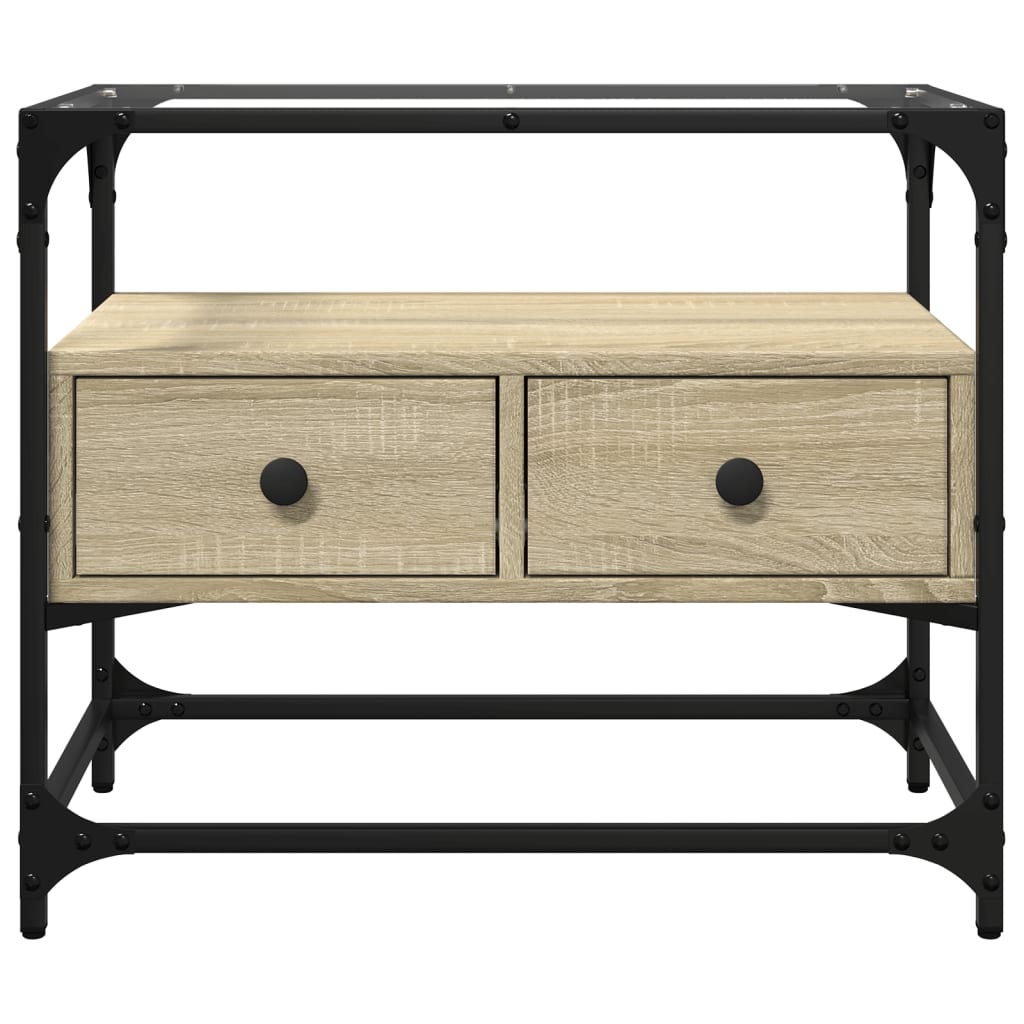 Meuble TV Moderne en Verre et Effet Chêne - 60 cm-Mon Meuble TV-Chêne fumé-80 cm-1-4