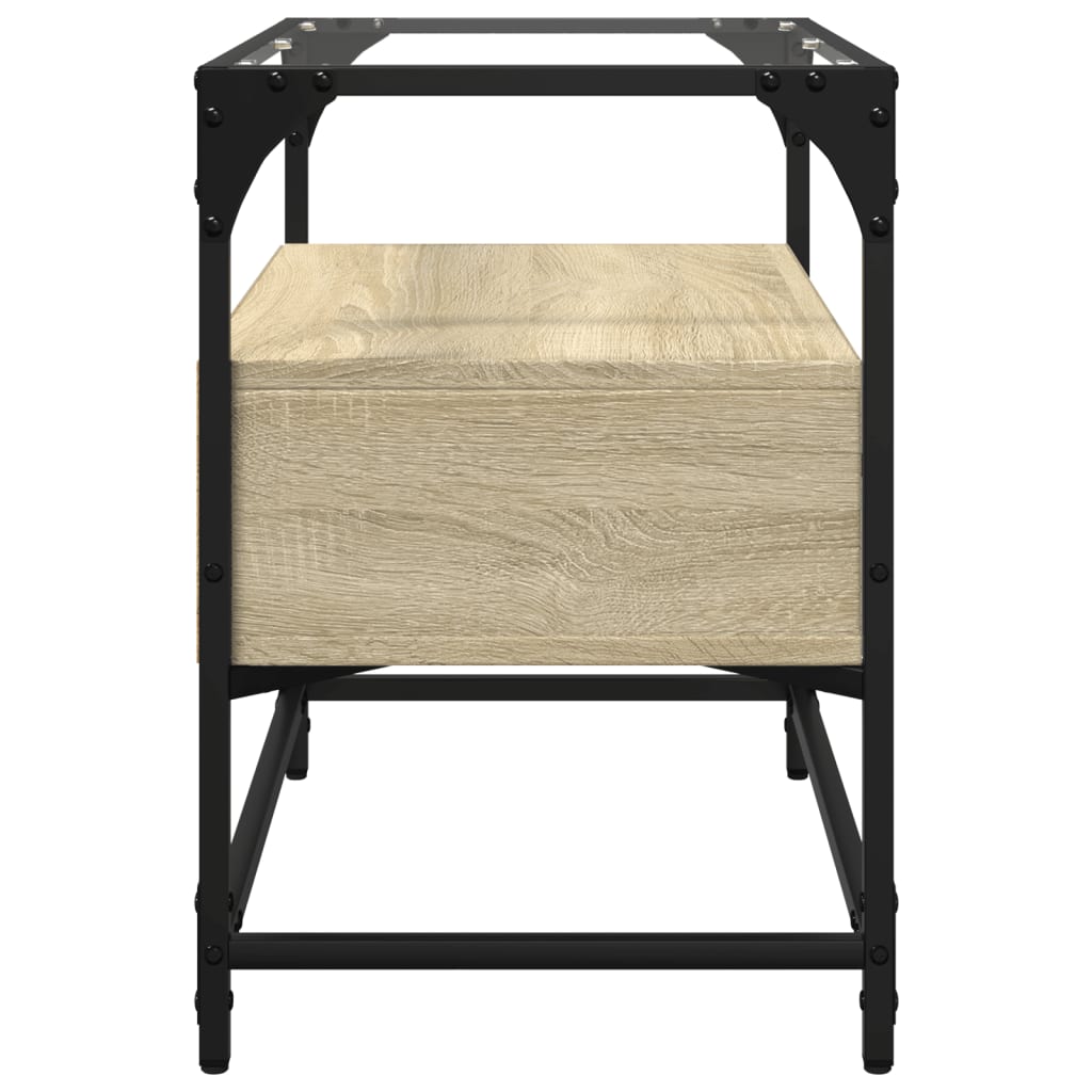 Meuble TV Moderne en Verre et Effet Chêne - 60 cm-Mon Meuble TV-Chêne fumé-80 cm-1-5