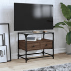 Meuble TV Moderne en Verre et Effet Chêne - 60 cm-Mon Meuble TV-Chêne marron-60 cm-1-12