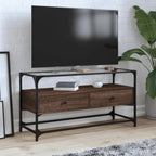Meuble TV Moderne en Verre et Effet Chêne - 60 cm-Mon Meuble TV-Chêne marron-98 cm-1-13