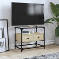 Meuble TV Moderne en Verre et Effet Chêne - 60 cm-Mon Meuble TV-Chêne sonoma-60 cm-1-1