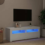 Meuble TV Moderne LED Effet Vieux Bois - 120 cm-Mon Meuble TV-Blanc-16