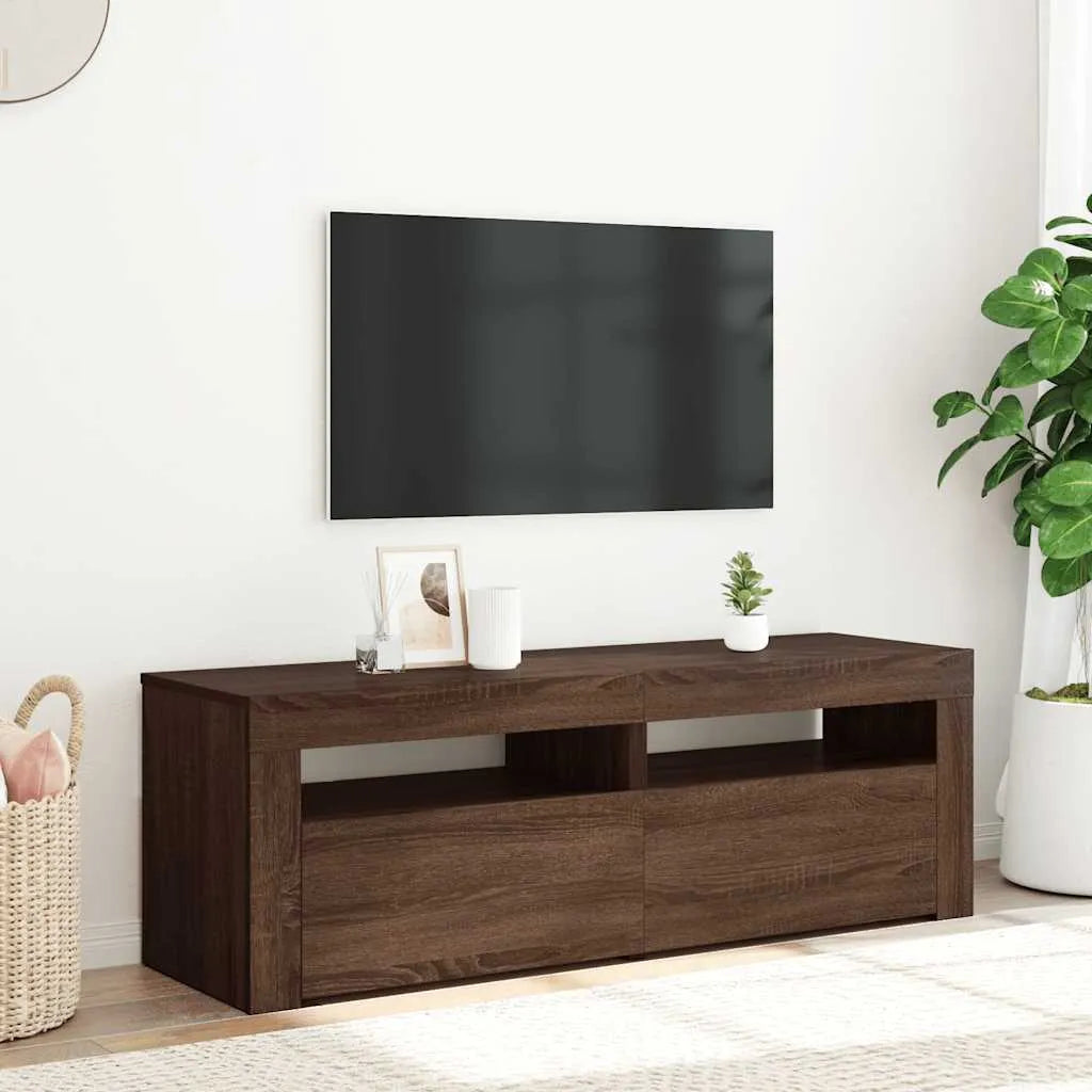 Meuble TV Moderne LED Effet Vieux Bois - 120 cm-Mon Meuble TV-Chêne marron-15
