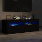 Meuble TV Moderne LED Effet Vieux Bois - 120 cm-Mon Meuble TV-Noir-17