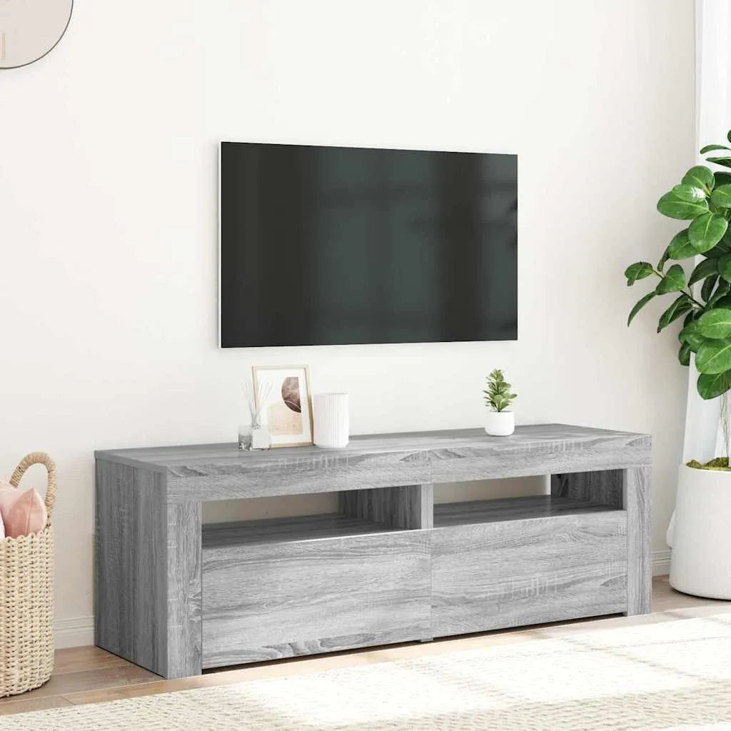 Meuble TV Moderne LED Effet Vieux Bois - 120 cm-Mon Meuble TV-Sonoma gris-14