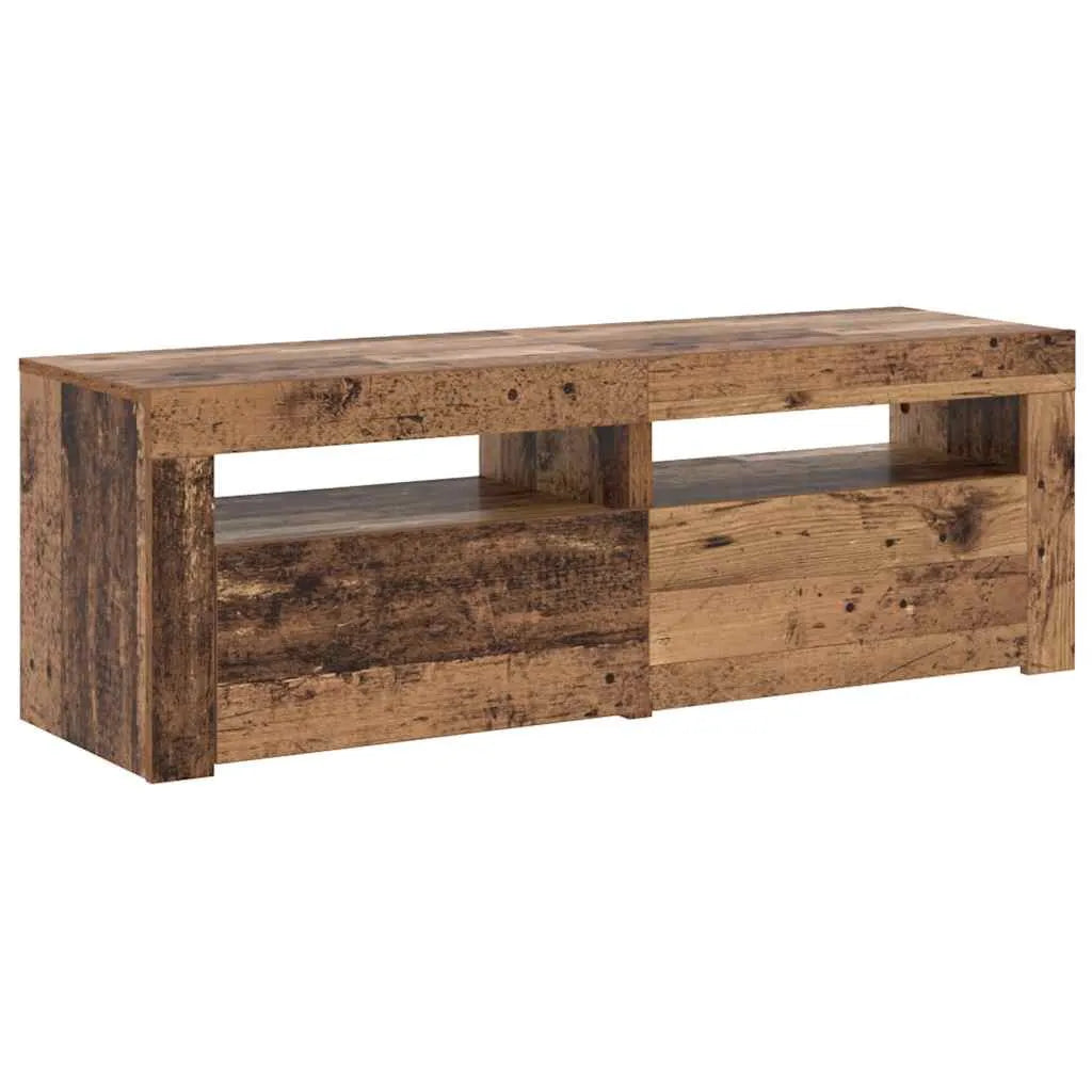 Meuble TV Moderne LED Effet Vieux Bois - 120 cm-Mon Meuble TV-Vieux bois-1
