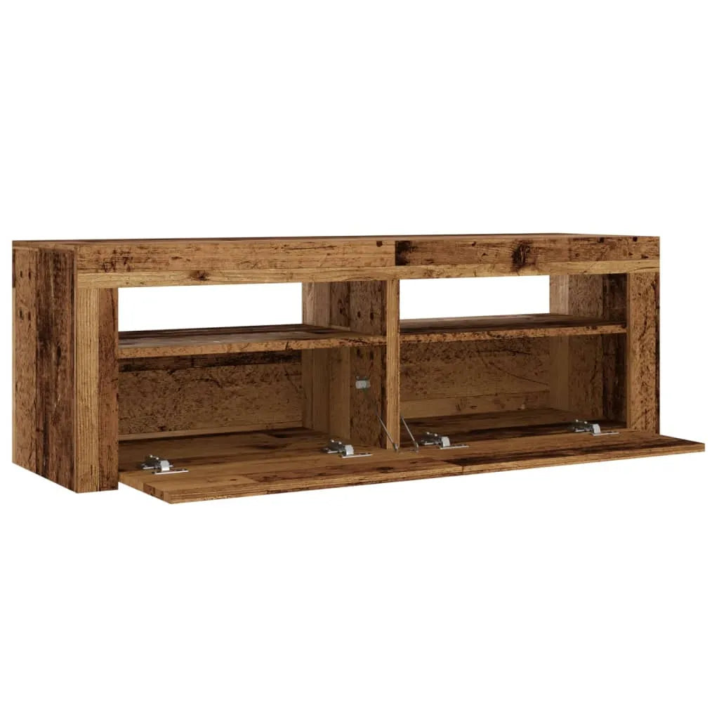Meuble TV Moderne LED Effet Vieux Bois - 120 cm-Mon Meuble TV-Vieux bois-10