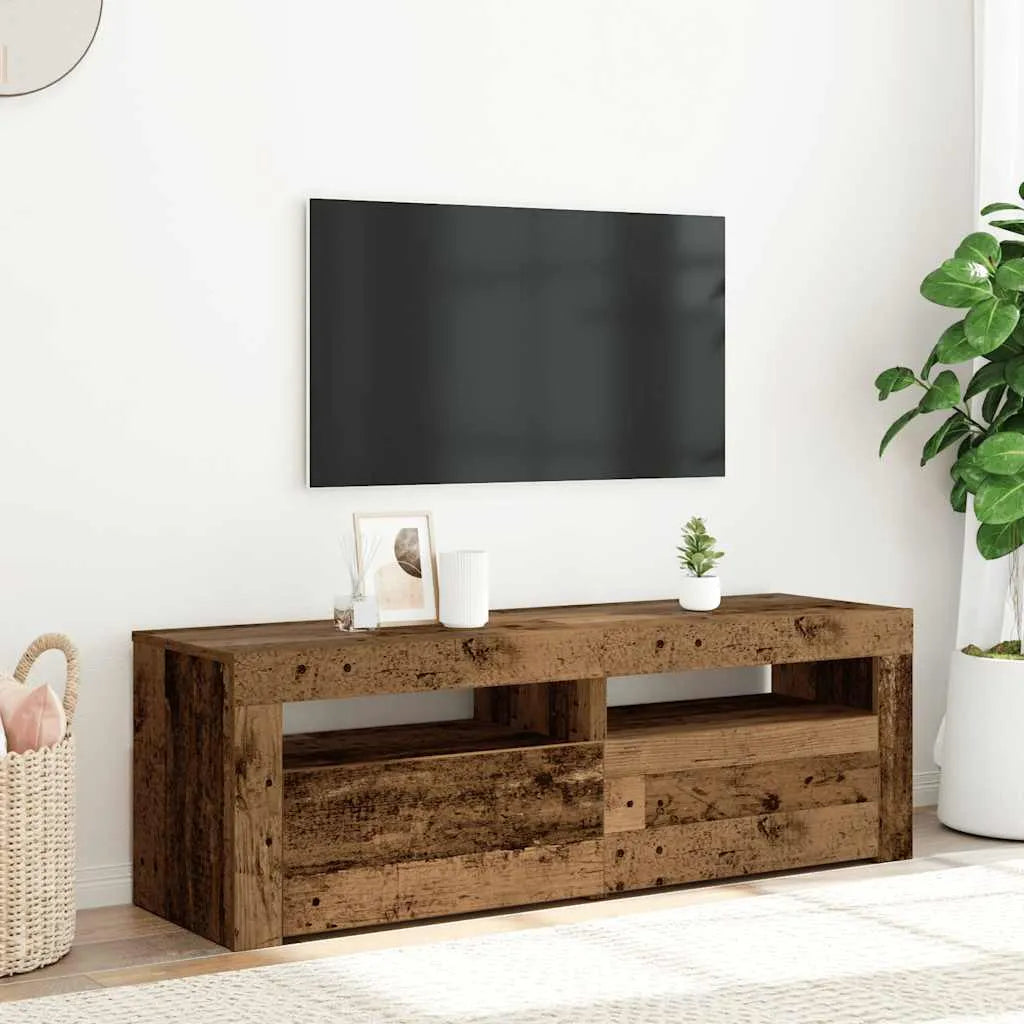 Meuble TV Moderne LED Effet Vieux Bois - 120 cm-Mon Meuble TV-Vieux bois-3