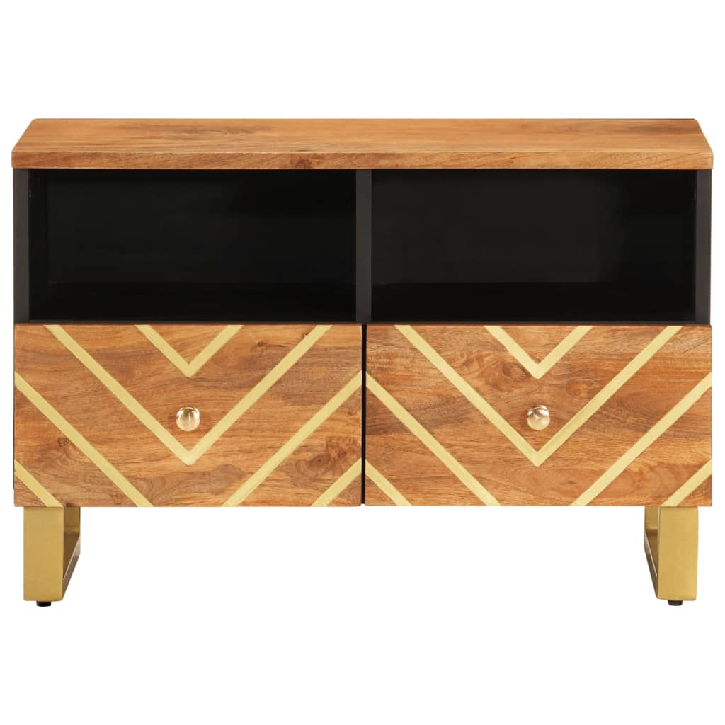 Meuble TV Moderne Noir et Bois en Manguier - 70 cm-Mon Meuble TV-4