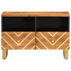 Meuble TV Moderne Noir et Bois en Manguier - 70 cm-Mon Meuble TV-4