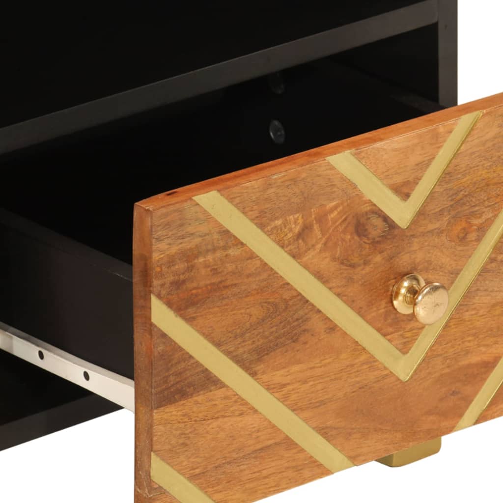 Meuble TV Moderne Noir et Bois en Manguier - 70 cm-Mon Meuble TV-7