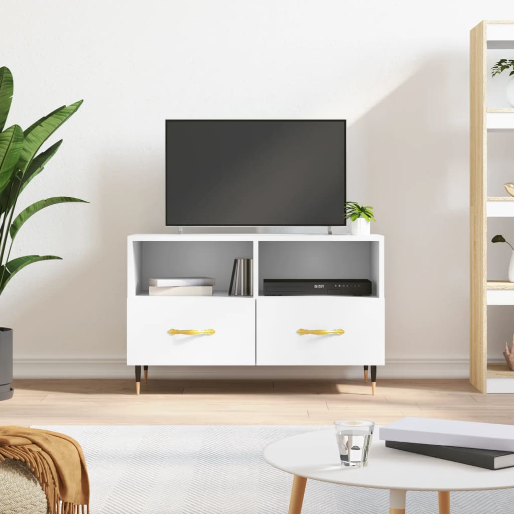 Meuble TV Moderne Petit Effet Béton - 80 cm-Mon Meuble TV-Blanc-1-14