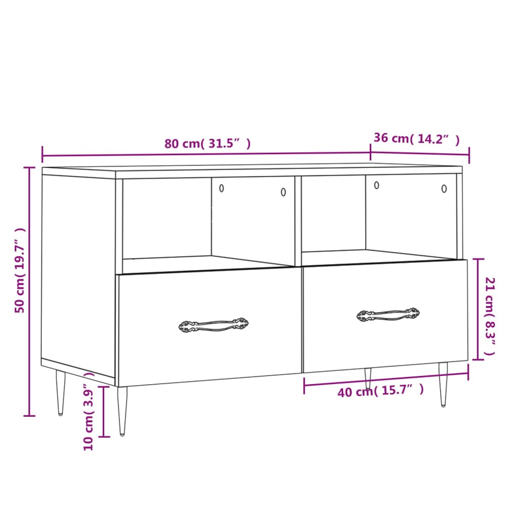 Meuble TV Moderne Petit Effet Béton - 80 cm-Mon Meuble TV-Blanc brillant-1-12