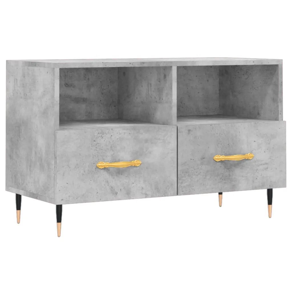 Meuble TV Moderne Petit Effet Béton - 80 cm-Mon Meuble TV-Blanc brillant-1-2