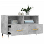 Meuble TV Moderne Petit Effet Béton - 80 cm-Mon Meuble TV-Blanc brillant-1-4