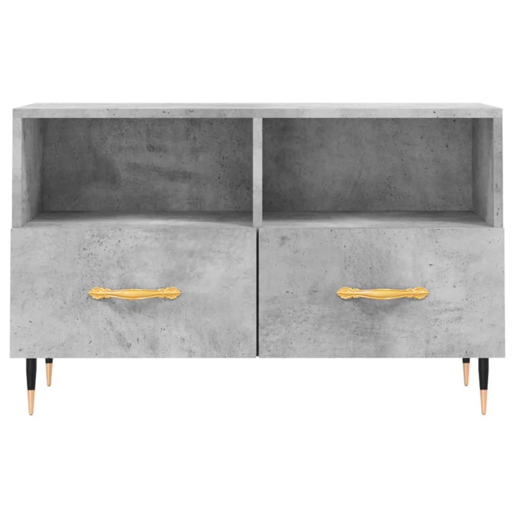 Meuble TV Moderne Petit Effet Béton - 80 cm-Mon Meuble TV-Blanc brillant-1-5