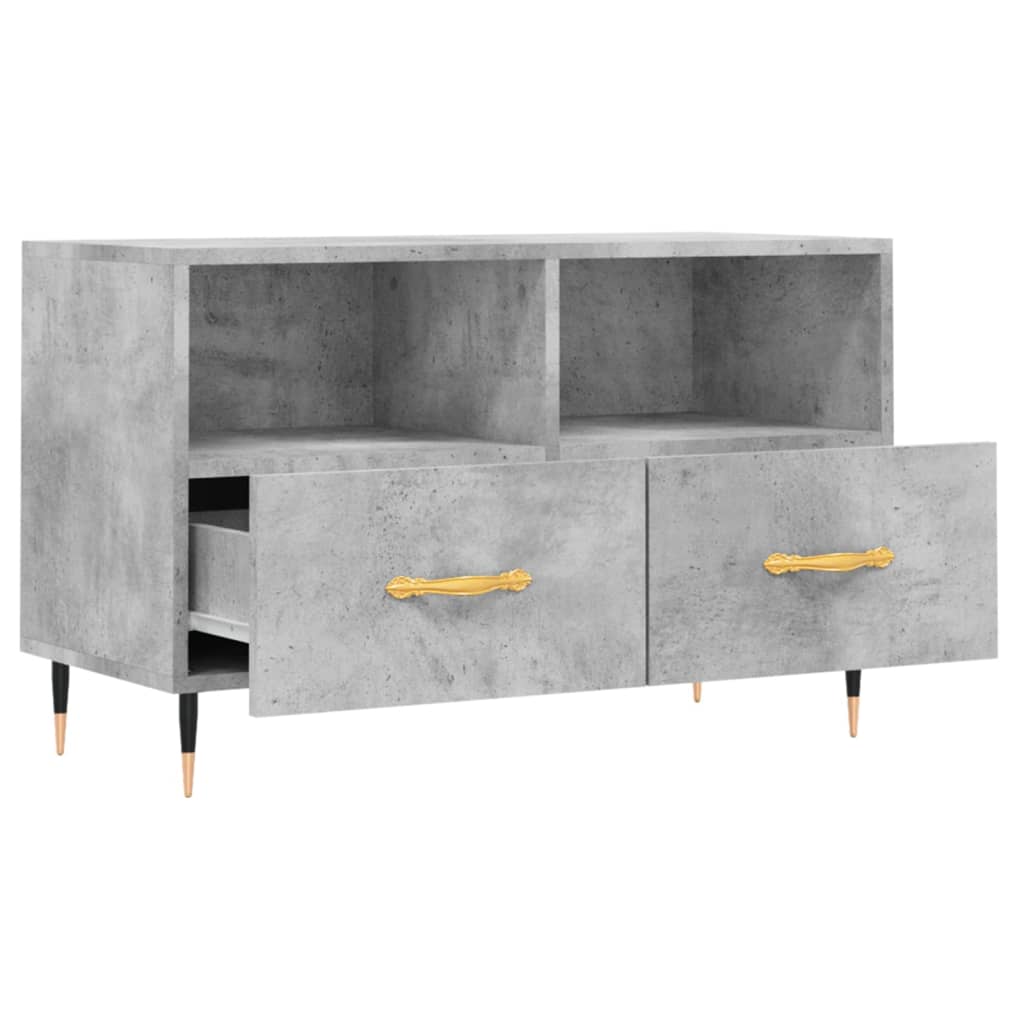 Meuble TV Moderne Petit Effet Béton - 80 cm-Mon Meuble TV-Blanc brillant-1-6