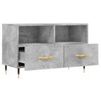 Meuble TV Moderne Petit Effet Béton - 80 cm-Mon Meuble TV-Blanc brillant-1-6