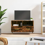 Meuble TV Moderne Petit Effet Béton - 80 cm-Mon Meuble TV-Chêne fumé-1-16
